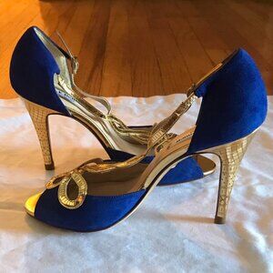 Blue and gold L.K. Bennett heels